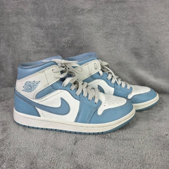 Womens Nike Air Jordan 1 Mid University Blue & White High-Top Sneakers Size 6.5 - Picture 4 of 11